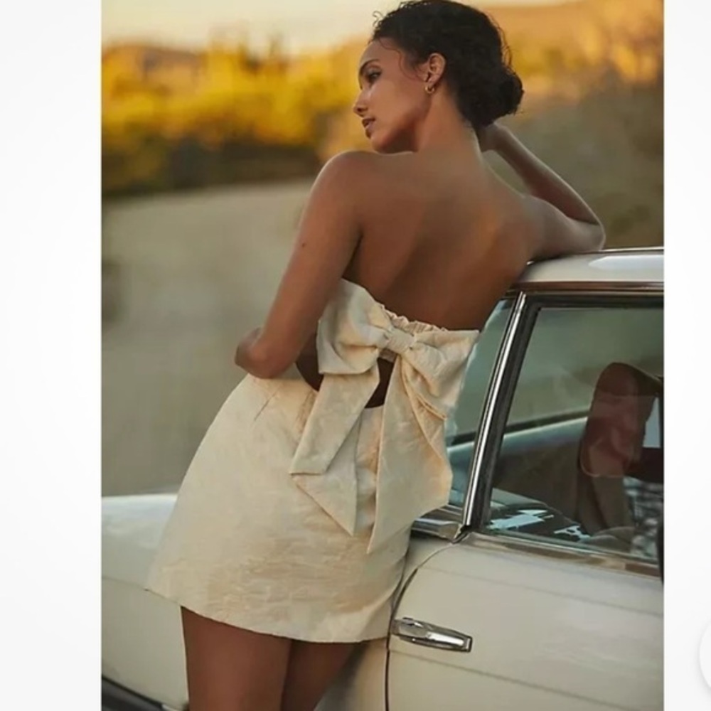 Anthropologie strapless backless bow dress Sz 12